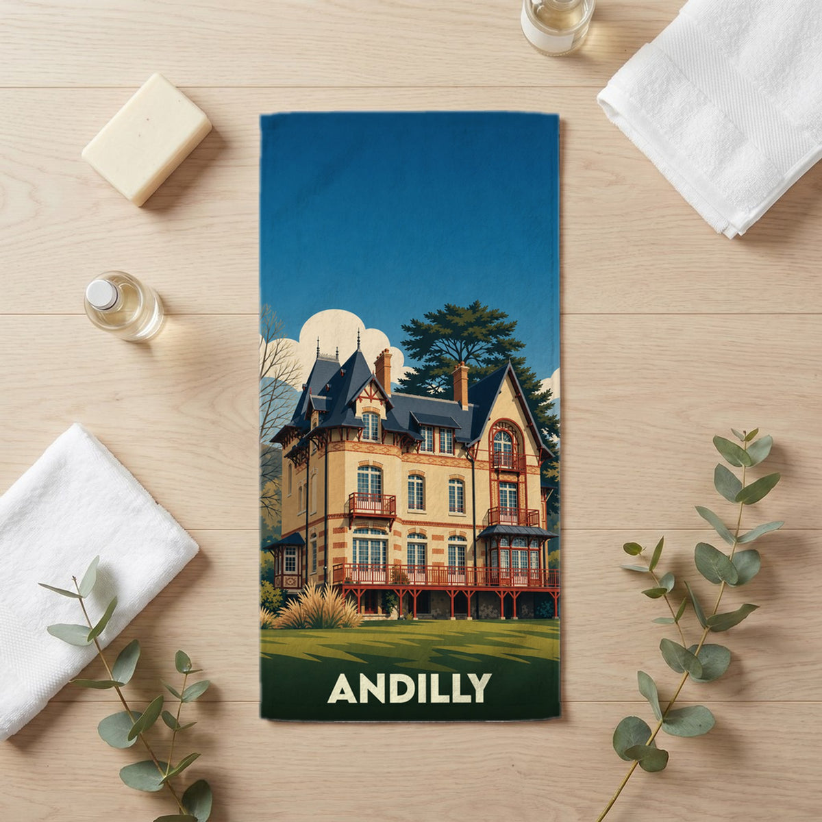 Serviette de bain 30 cm x 60 cm souvenir de Andilly