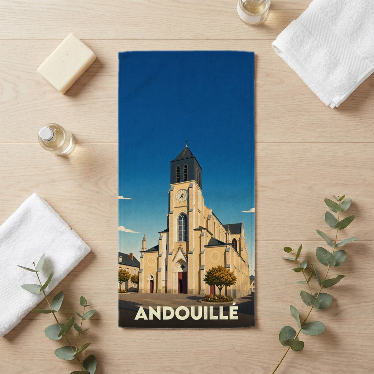 Serviette de bain 30 cm x 60 cm souvenir de Andouillé