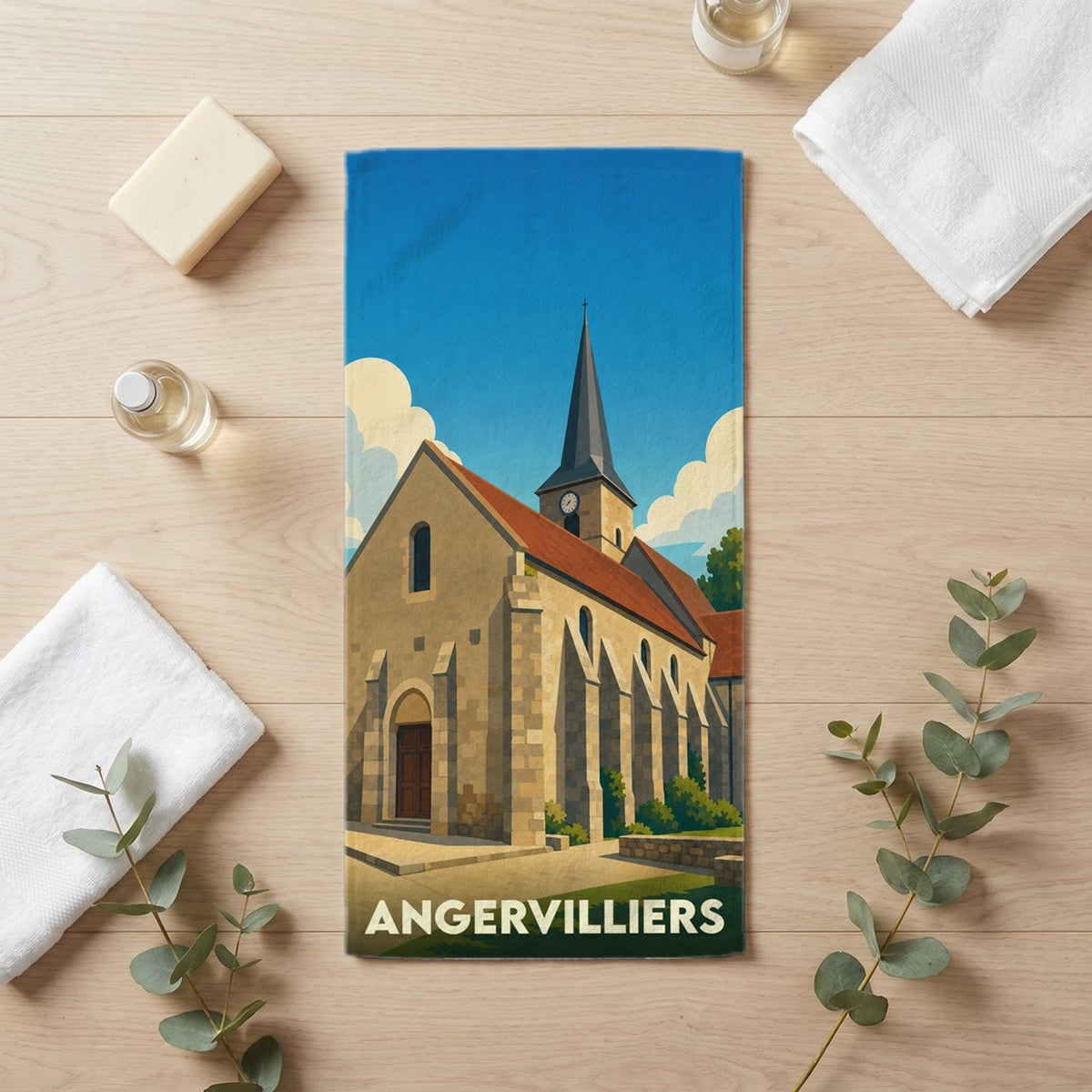 Serviette de bain 30 cm x 60 cm souvenir de Angervilliers