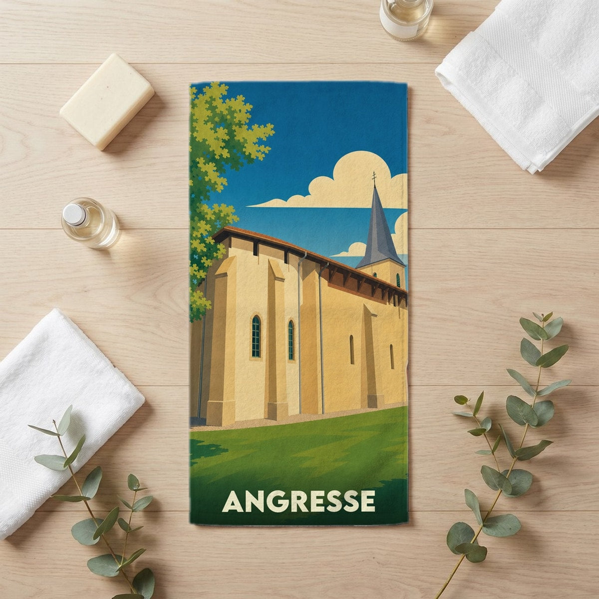 Serviette de bain 30 cm x 60 cm souvenir de Angresse