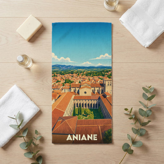 Serviette de bain 30 cm x 60 cm souvenir de Aniane