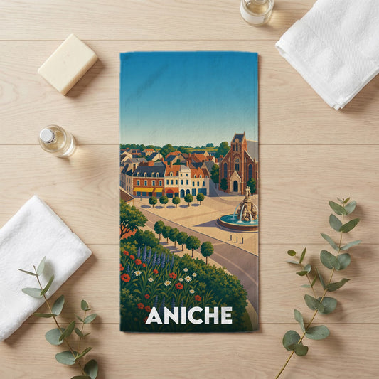Serviette de bain 30 cm x 60 cm souvenir de Aniche