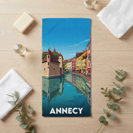 Serviette de bain 30 cm x 60 cm souvenir de Annecy