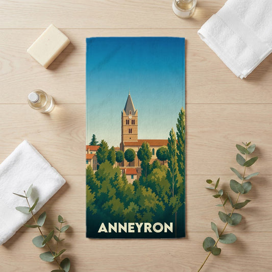 Serviette de bain 30 cm x 60 cm souvenir de Anneyron