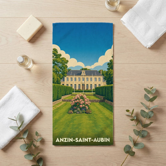 Serviette de bain 30 cm x 60 cm souvenir de Anzin-Saint-Aubin