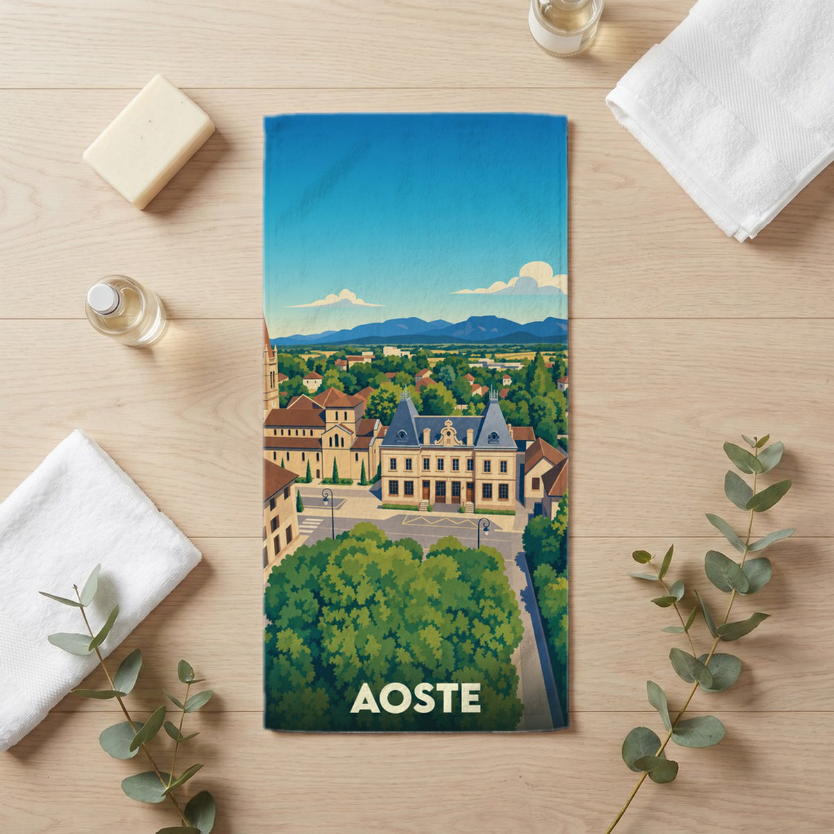 Serviette de bain 30 cm x 60 cm souvenir de Aoste