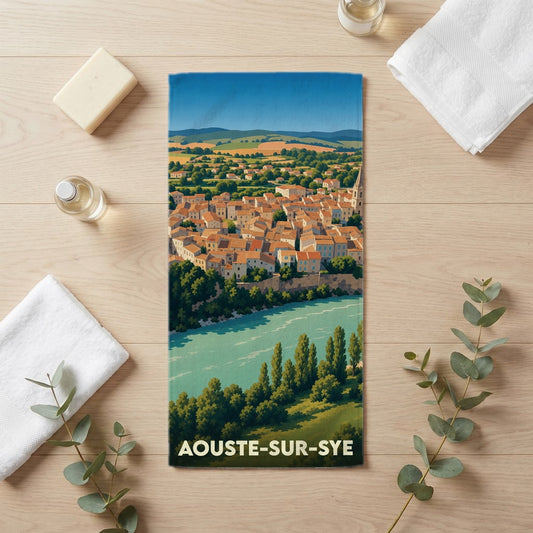 Serviette de bain 30 cm x 60 cm souvenir de Aouste-sur-Sye