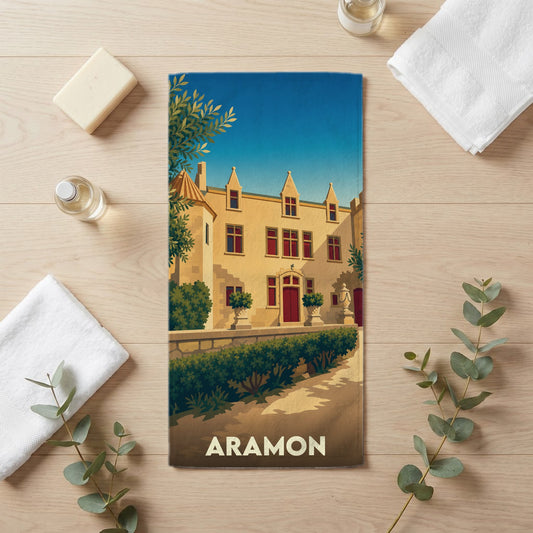 Serviette de bain 30 cm x 60 cm souvenir de Aramon
