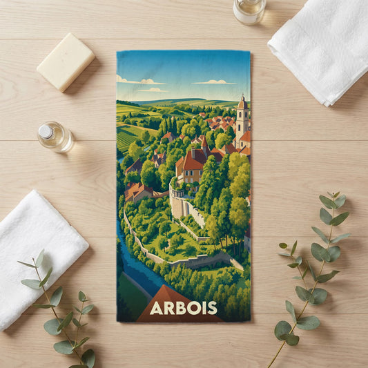 Serviette de bain 30 cm x 60 cm souvenir de Arbois