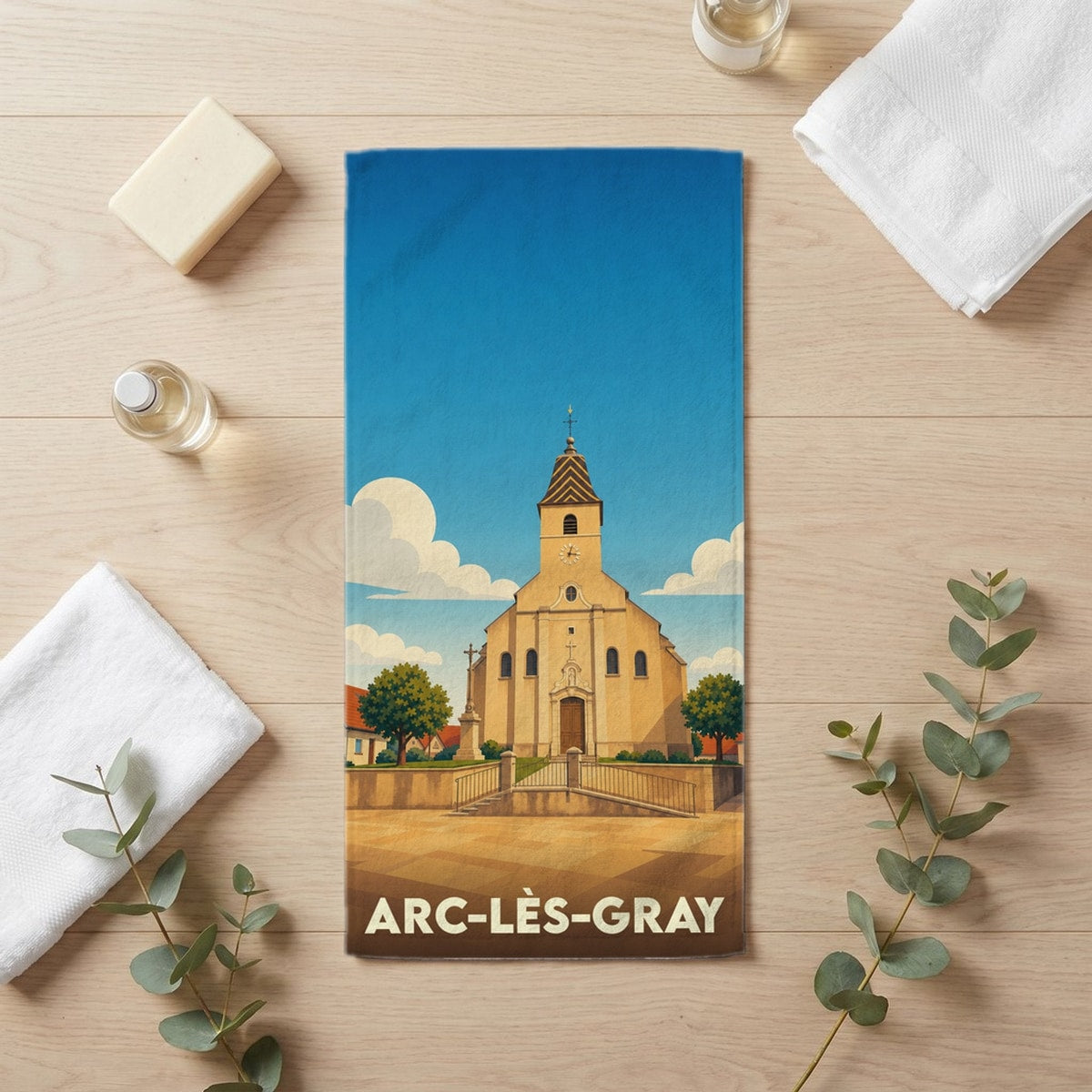 Serviette de bain 30 cm x 60 cm souvenir de Arc-lès-Gray