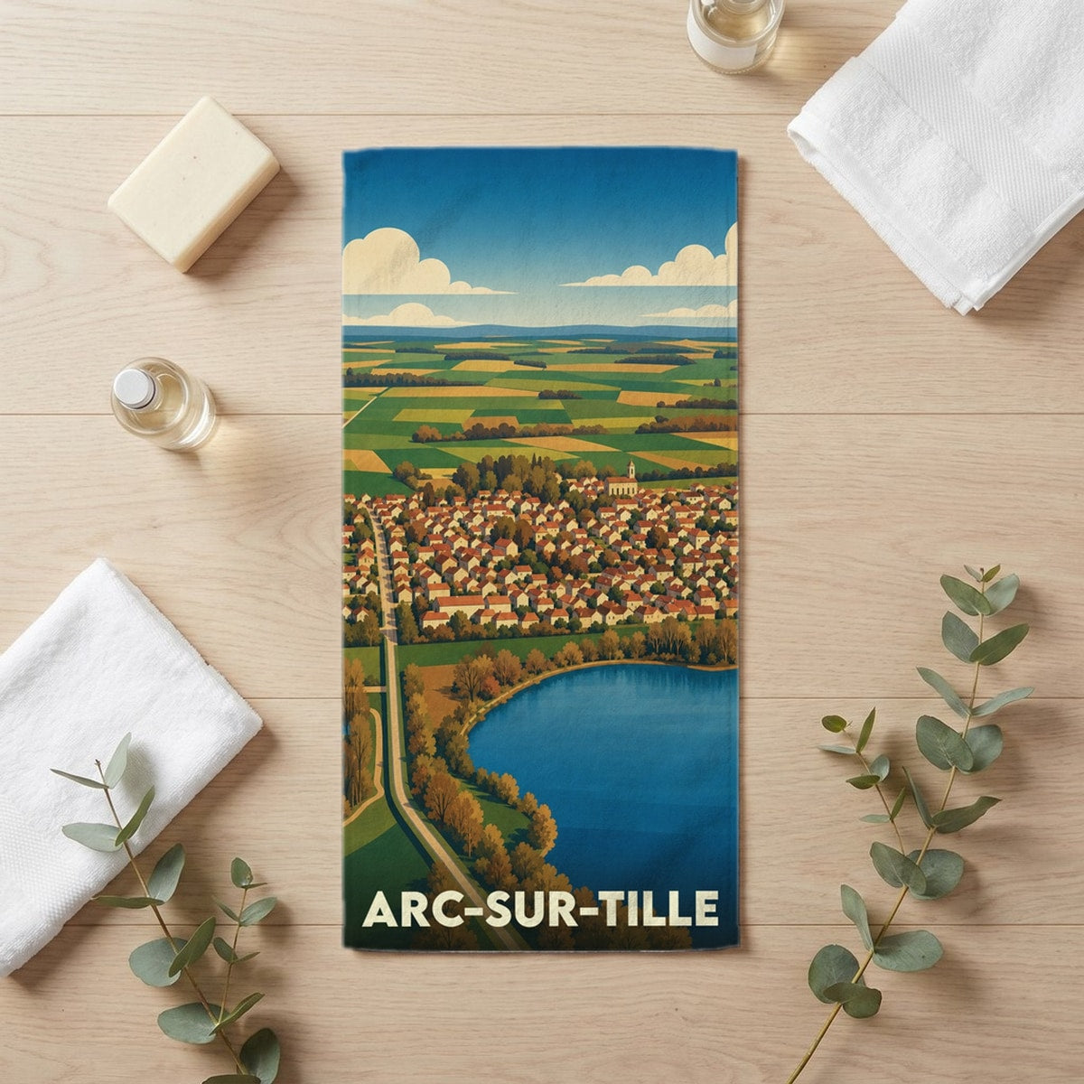 Serviette de bain 30 cm x 60 cm souvenir de Arc-sur-Tille