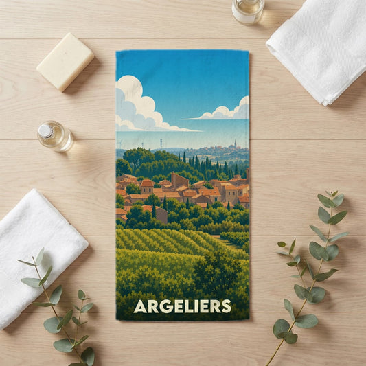 Serviette de bain 30 cm x 60 cm souvenir de Argeliers