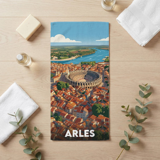 Serviette de bain 30 cm x 60 cm souvenir de Arles
