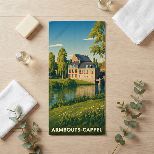 Serviette de bain 30 cm x 60 cm souvenir de Armbouts-Cappel