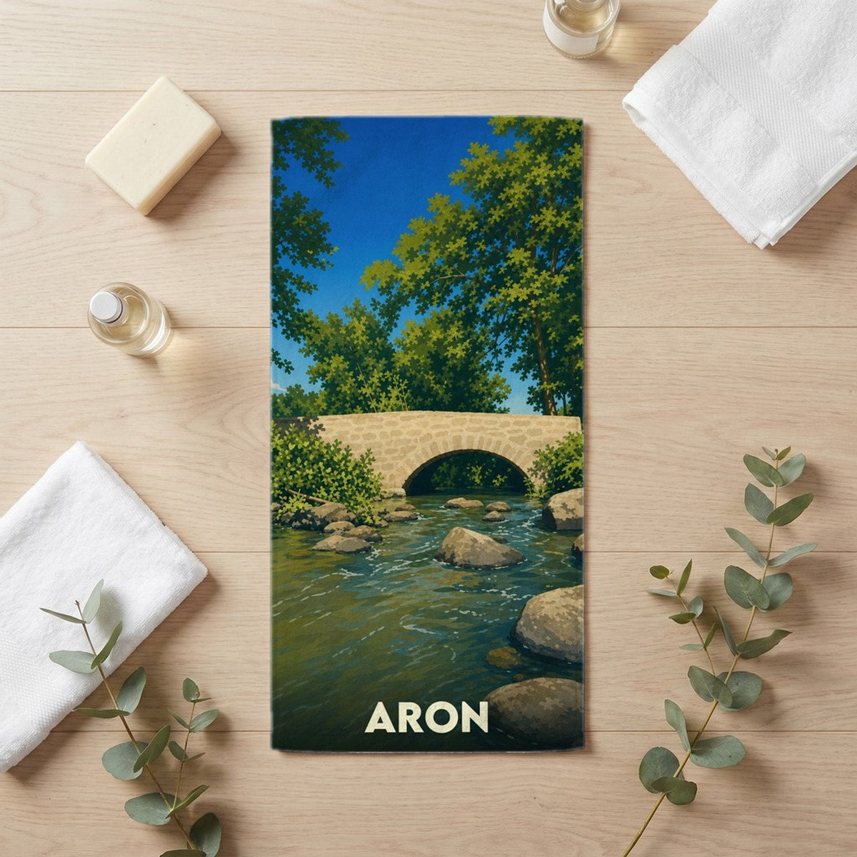 Serviette de bain 30 cm x 60 cm souvenir de Aron