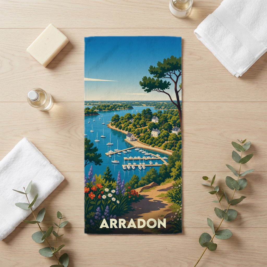 Serviette de bain 30 cm x 60 cm souvenir de Arradon