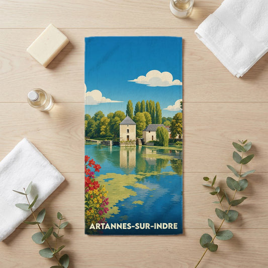 Serviette de bain 30 cm x 60 cm souvenir de Artannes-sur-Indre
