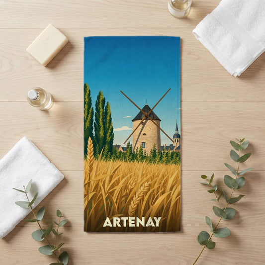 Serviette de bain 30 cm x 60 cm souvenir de Artenay