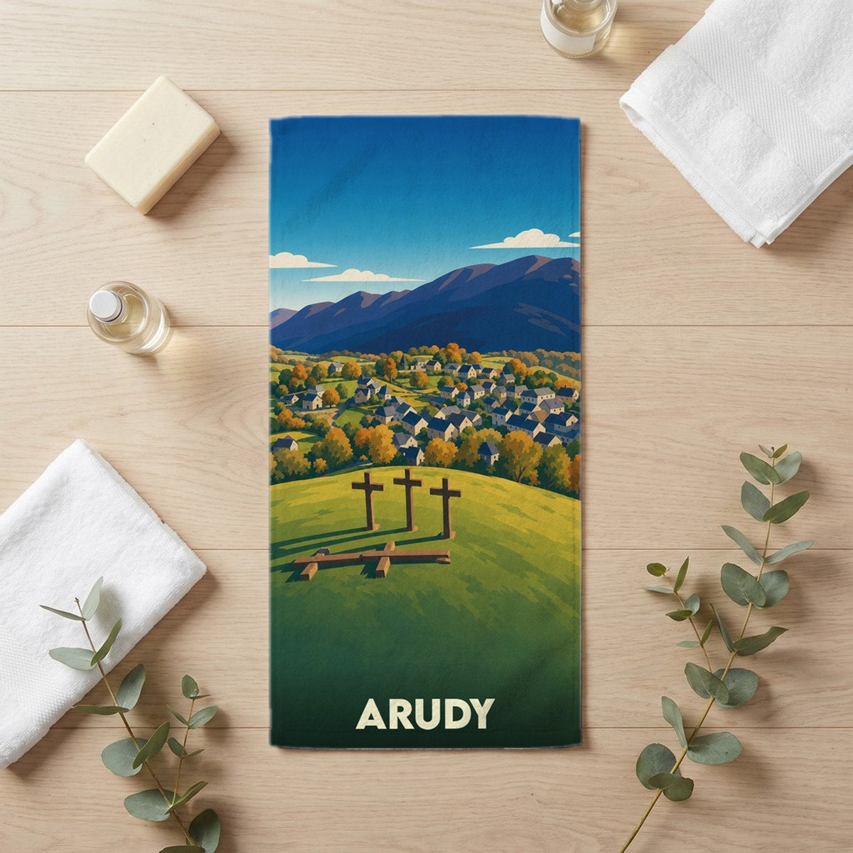 Serviette de bain 30 cm x 60 cm souvenir de Arudy