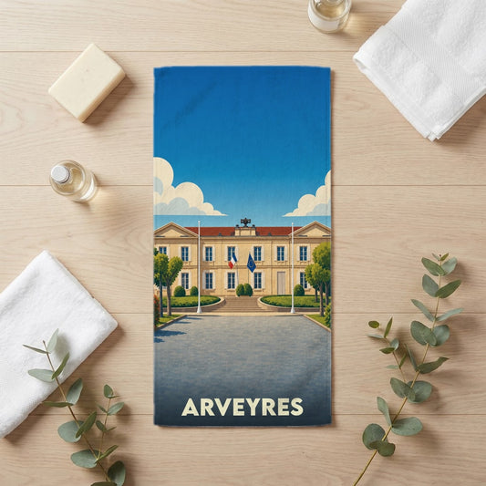 Serviette de bain 30 cm x 60 cm souvenir de Arveyres
