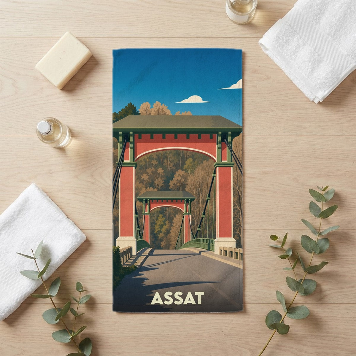 Serviette de bain 30 cm x 60 cm souvenir de Assat