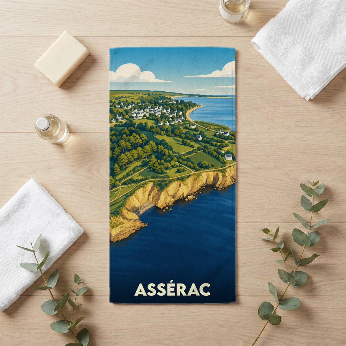 Serviette de bain 30 cm x 60 cm souvenir de Assérac