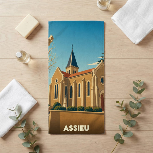 Serviette de bain 30 cm x 60 cm souvenir de Assieu