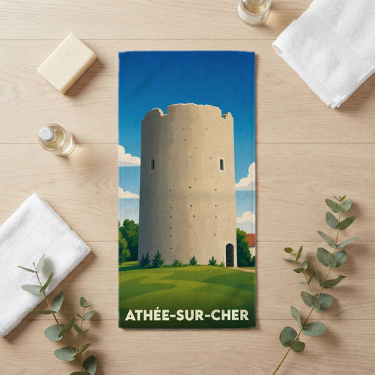 Serviette de bain 30 cm x 60 cm souvenir de Athée-sur-Cher