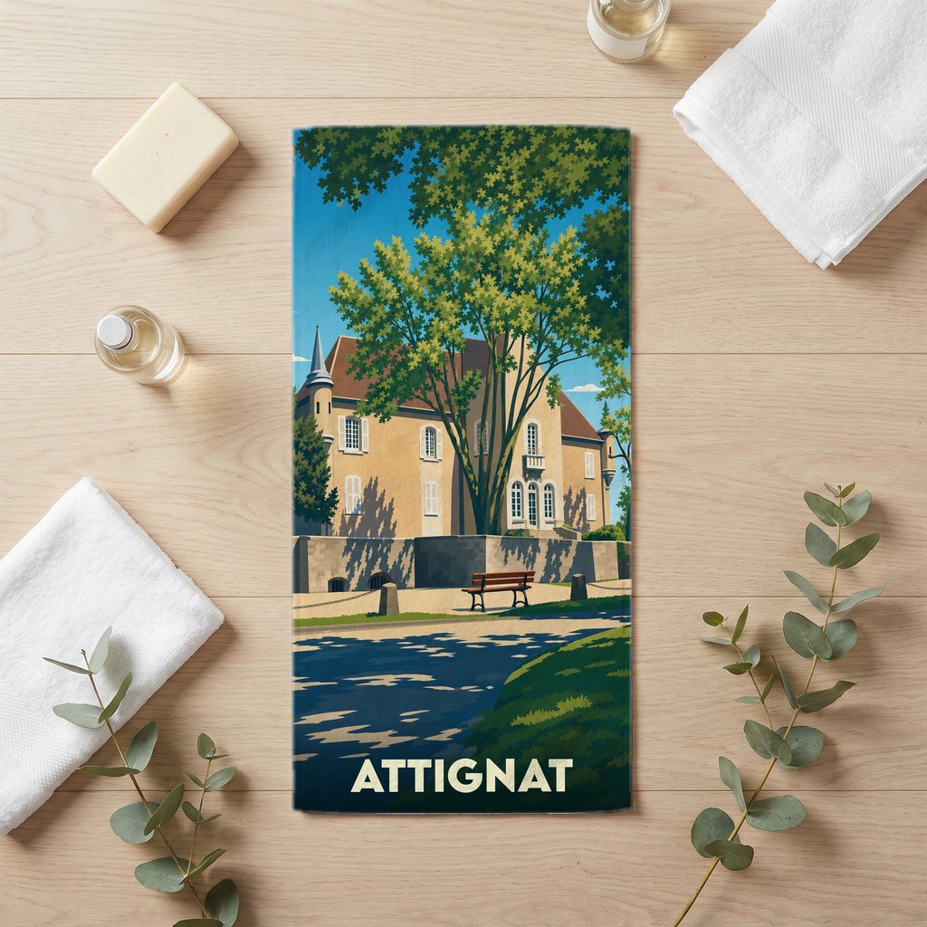 Serviette de bain 30 cm x 60 cm souvenir de Attignat