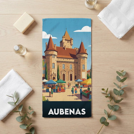 Serviette de bain 30 cm x 60 cm souvenir de Aubenas