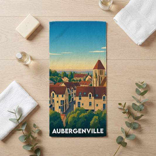 Serviette de bain 30 cm x 60 cm souvenir de Aubergenville