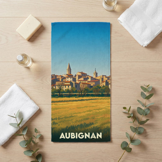 Serviette de bain 30 cm x 60 cm souvenir de Aubignan