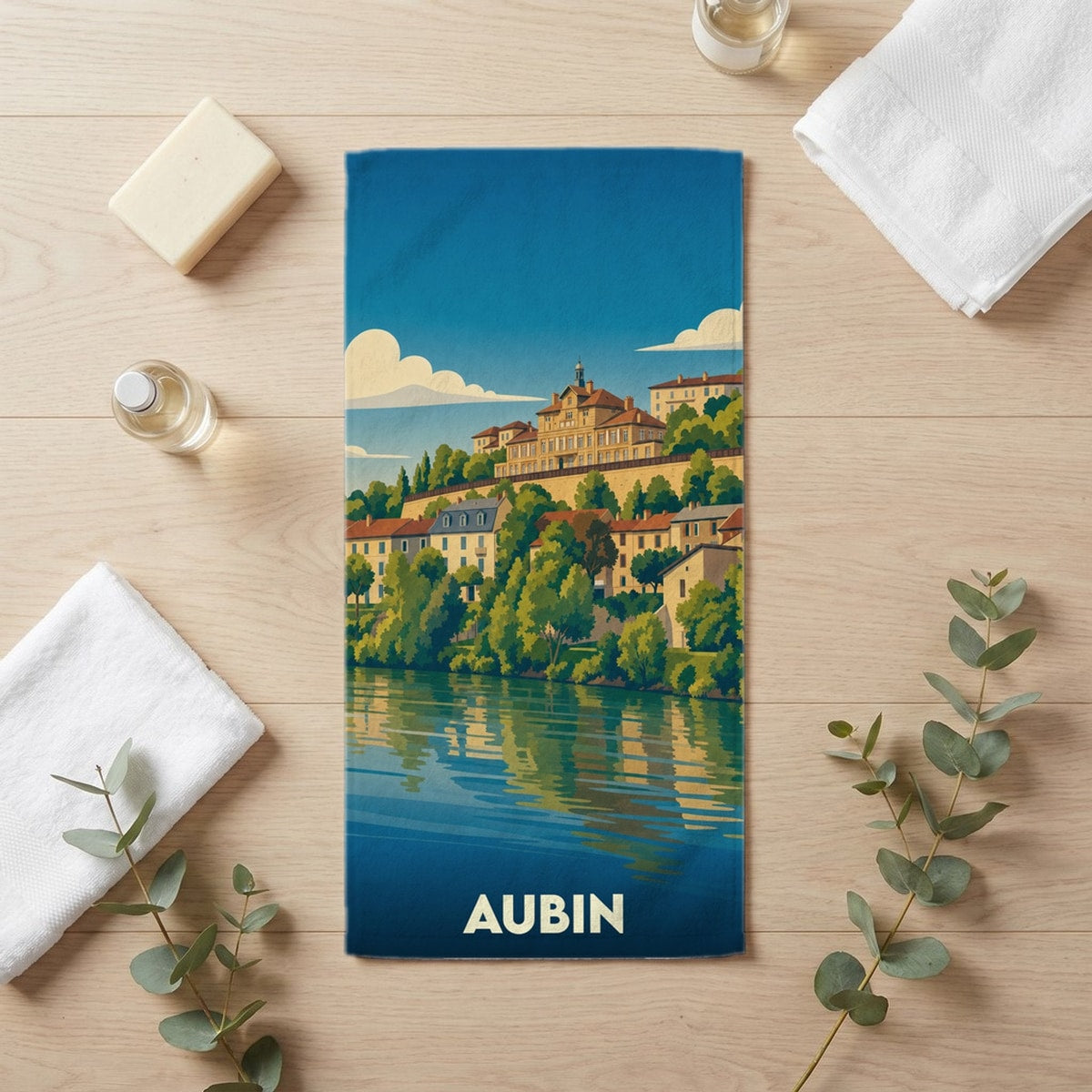 Serviette de bain 30 cm x 60 cm souvenir de Aubin