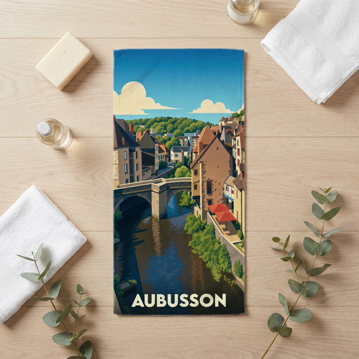 Serviette de bain 30 cm x 60 cm souvenir de Aubusson