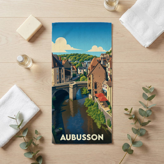 Serviette de bain 30 cm x 60 cm souvenir de Aubusson