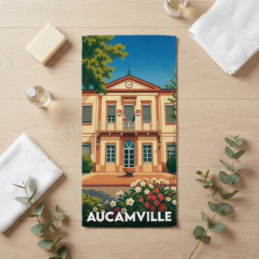 Serviette de bain 30 cm x 60 cm souvenir de Aucamville