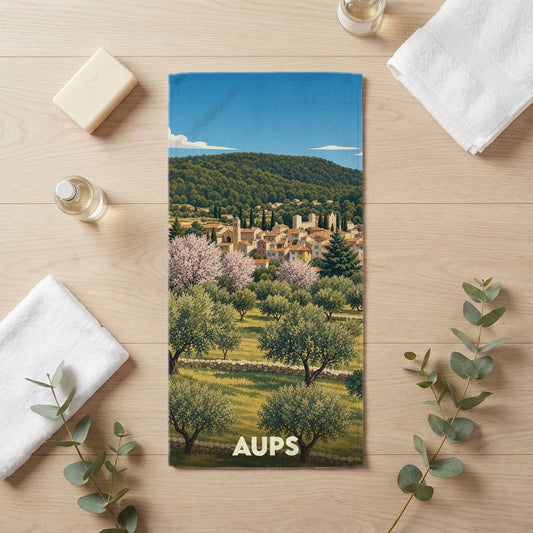 Serviette de bain 30 cm x 60 cm souvenir de Aups