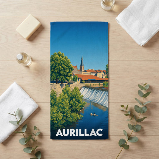 Serviette de bain 30 cm x 60 cm souvenir de Aurillac