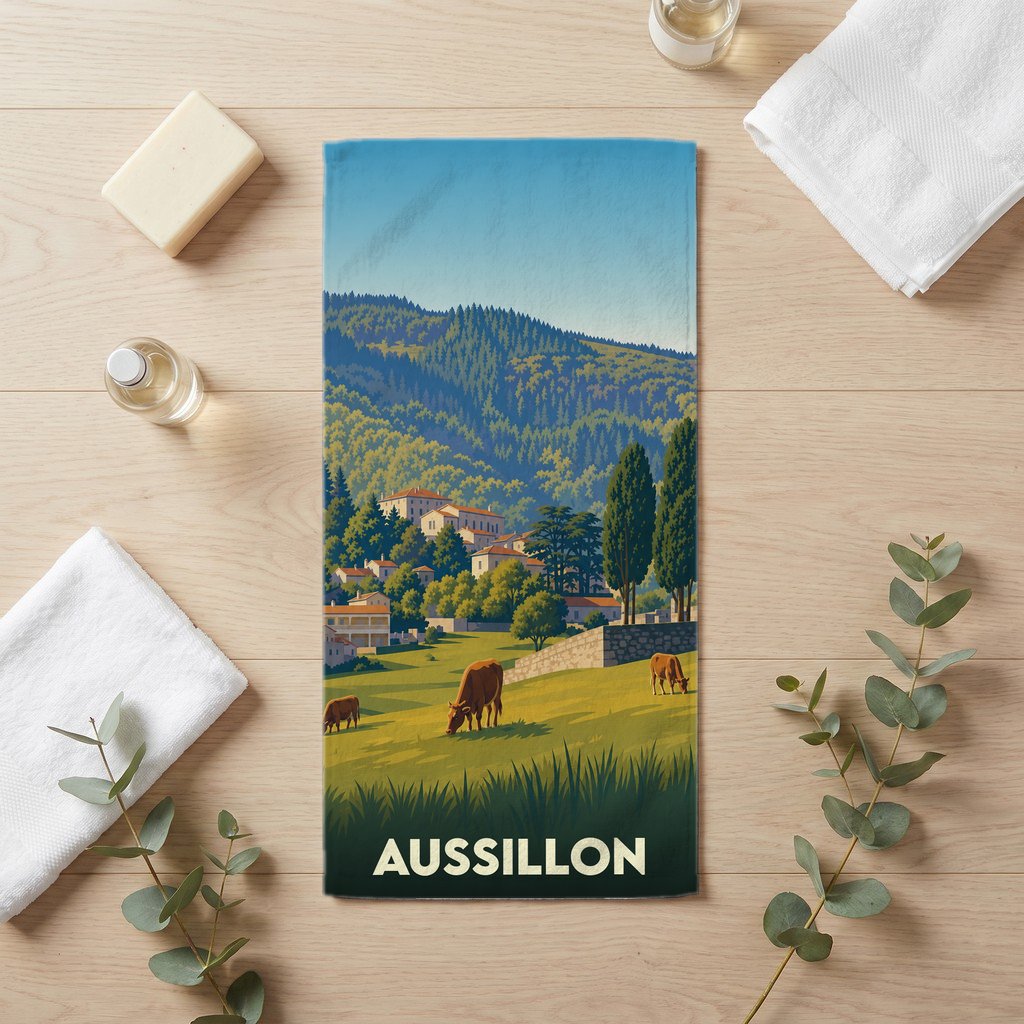 Serviette de bain 30 cm x 60 cm souvenir de Aussillon
