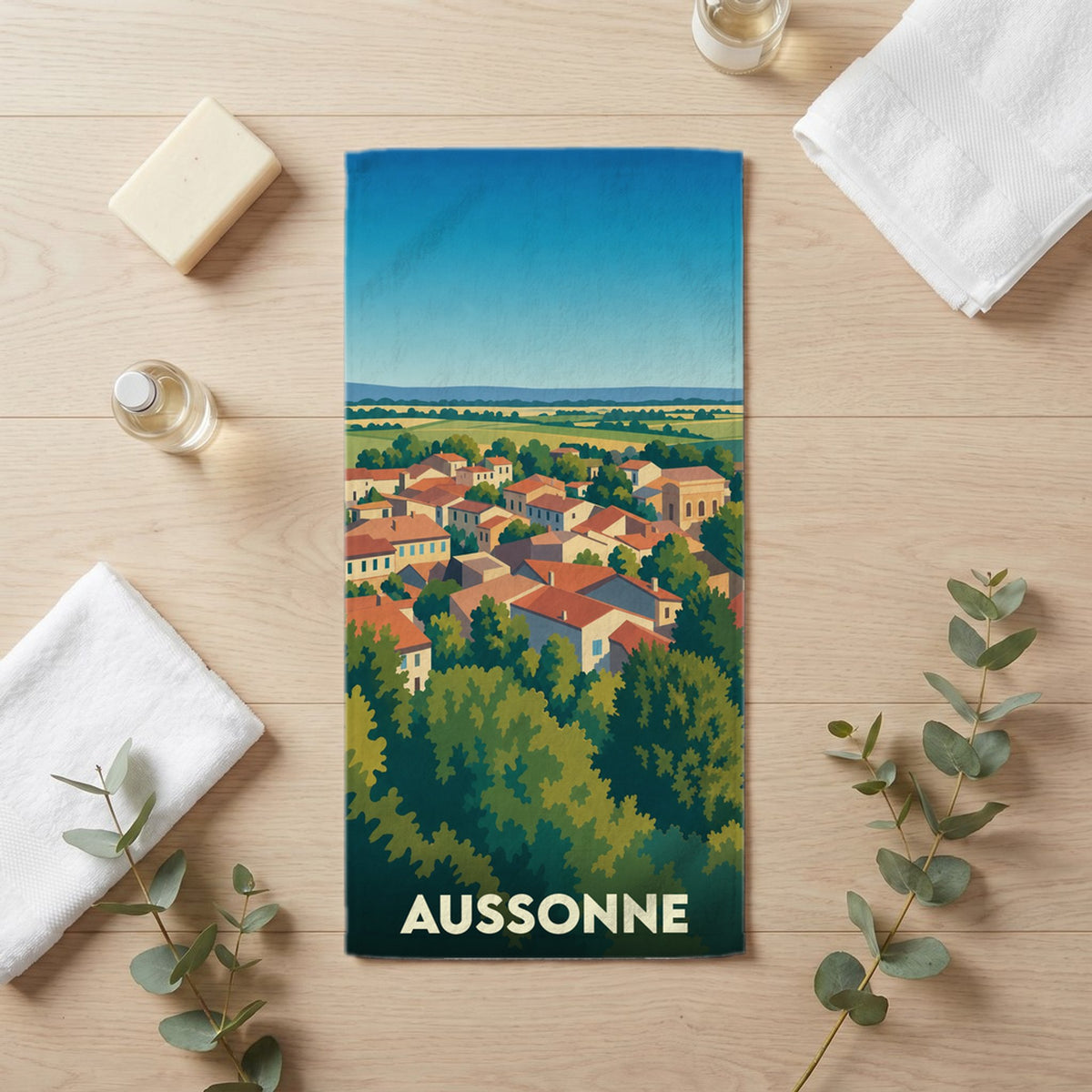 Serviette de bain 30 cm x 60 cm souvenir de Aussonne