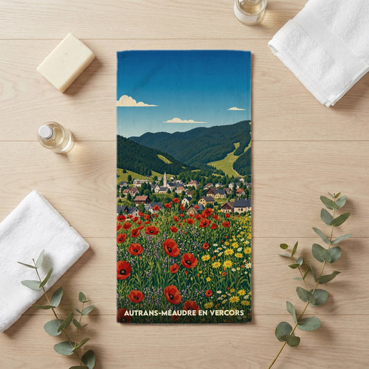 Serviette de bain 30 cm x 60 cm souvenir de Autrans-Méaudre en Vercors