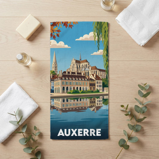 Serviette de bain 30 cm x 60 cm souvenir de Auxerre