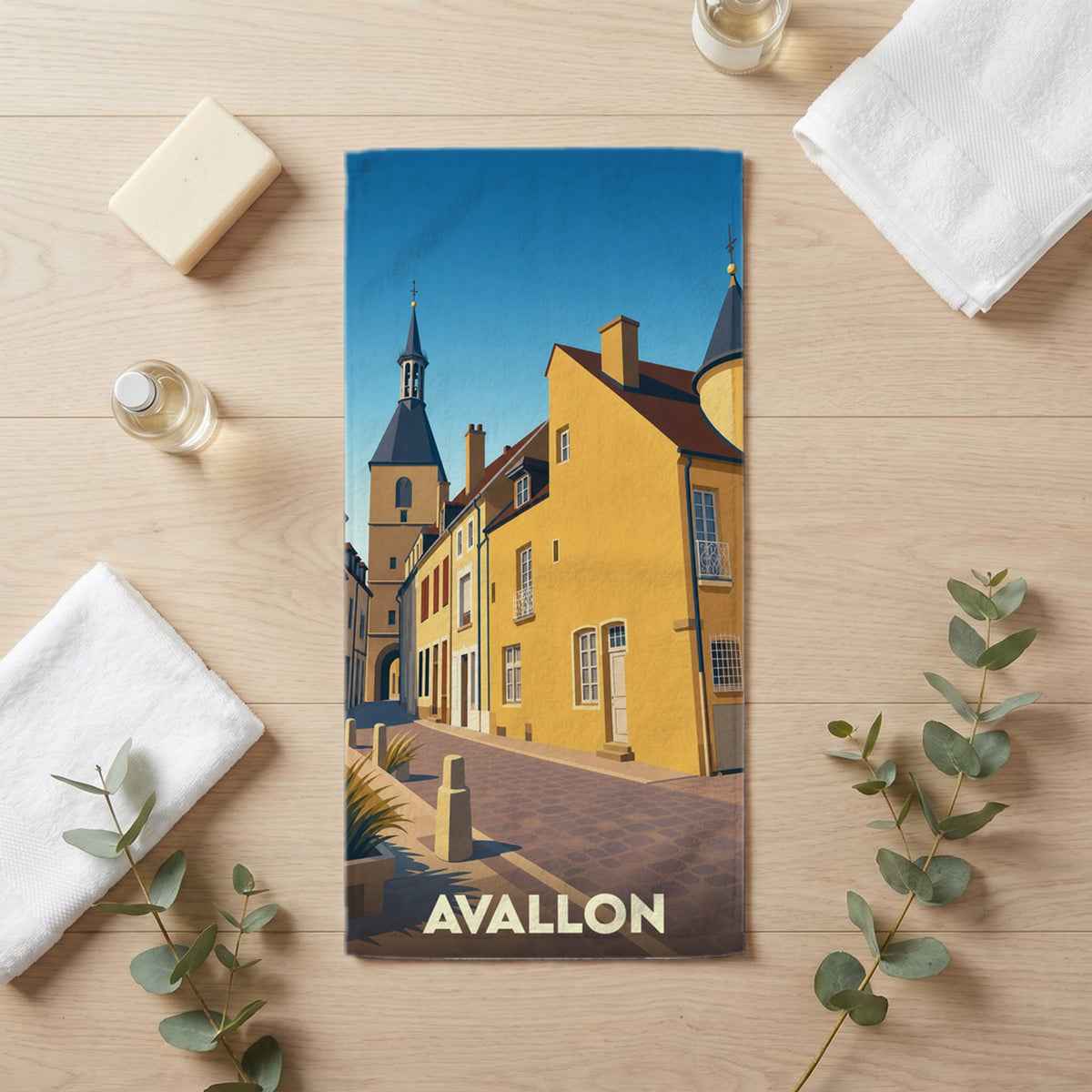Serviette de bain 30 cm x 60 cm souvenir de Avallon