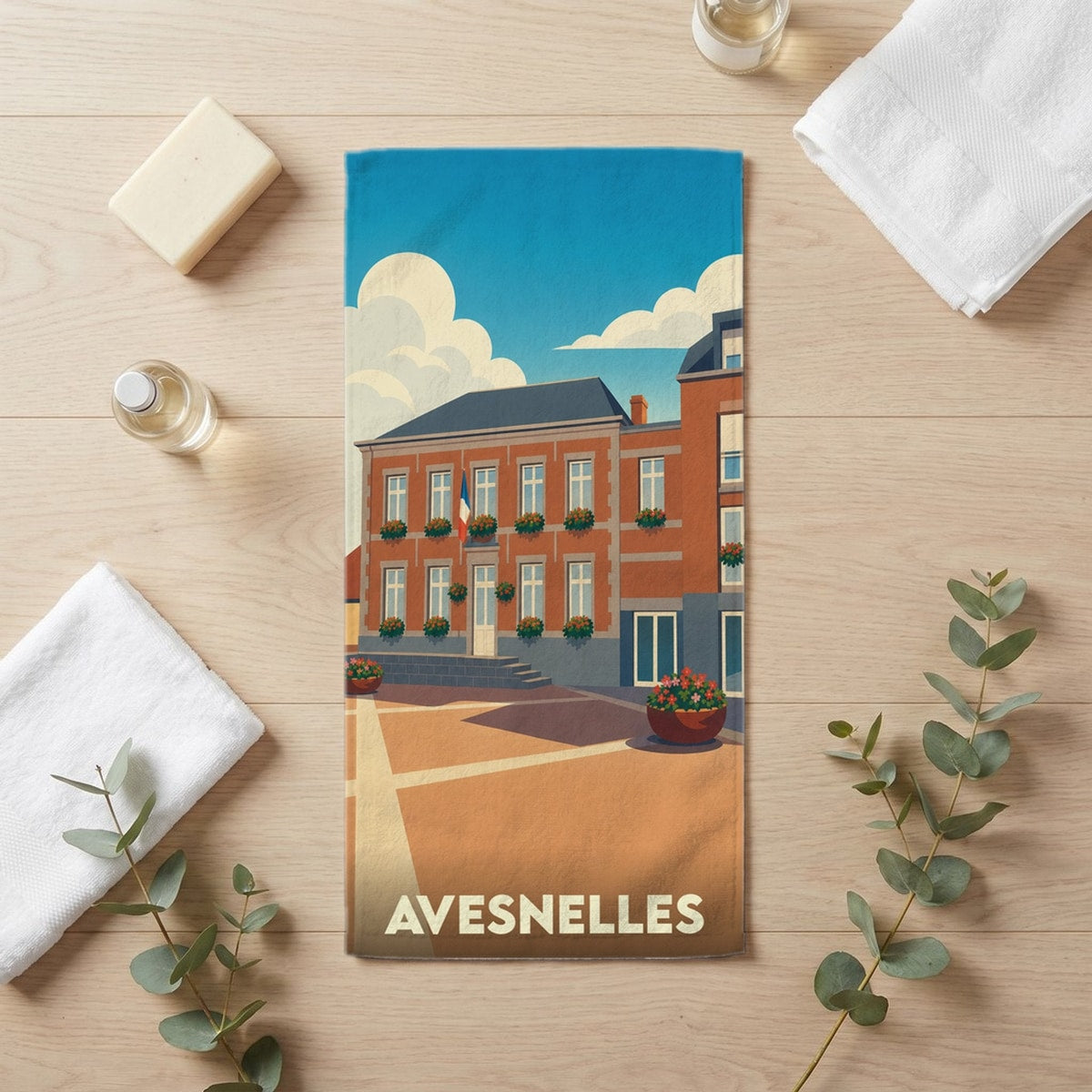 Serviette de bain 30 cm x 60 cm souvenir de Avesnelles