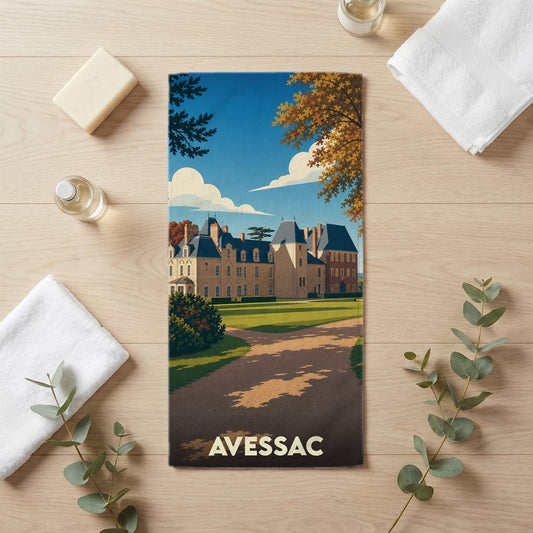 Serviette de bain 30 cm x 60 cm souvenir de Avessac