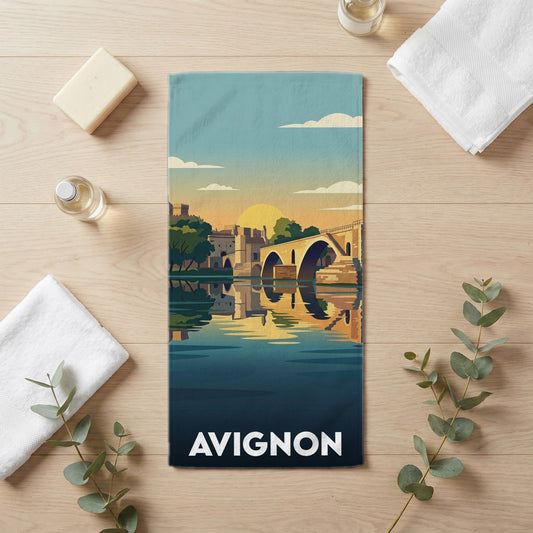 Serviette de bain 30 cm x 60 cm souvenir de Avignon