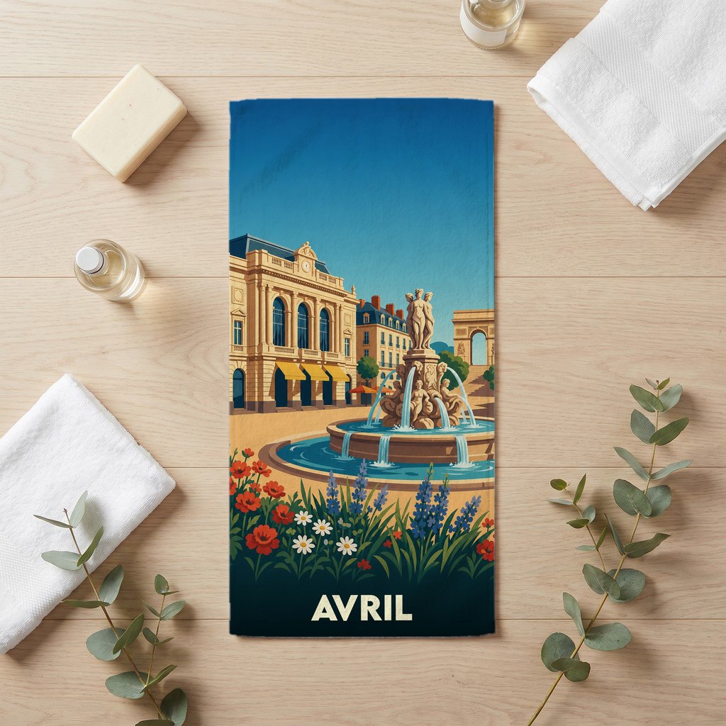 Serviette de bain 30 cm x 60 cm souvenir de Avril