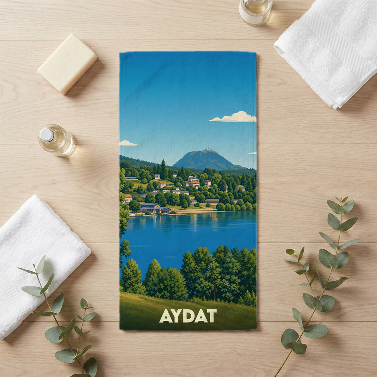 Serviette de bain 30 cm x 60 cm souvenir de Aydat