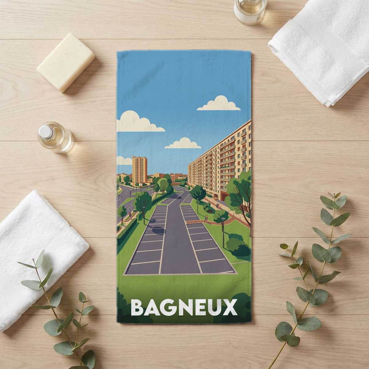 Serviette de bain 30 cm x 60 cm souvenir de Bagneux