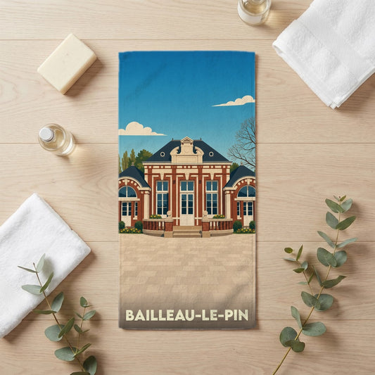 Serviette de bain 30 cm x 60 cm souvenir de Bailleau-le-Pin